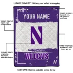 personalized northwestern wildcats grunge patch purple white quilt blanket best selling