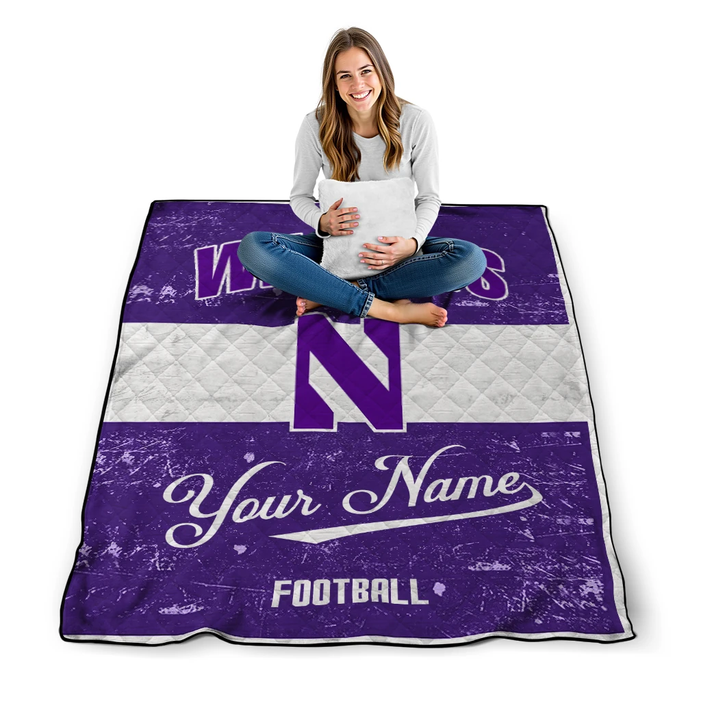 personalized northwestern wildcats hibiscus burst purple white quilt blanket high quality personalized northwestern wildcats hibiscus burst purple white quilt blanket high quality