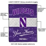 personalized northwestern wildcats hibiscus burst purple white quilt blanket best selling