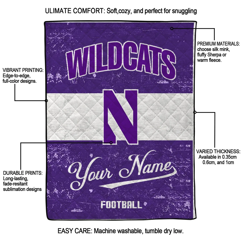 personalized northwestern wildcats hibiscus burst purple white quilt blanket latest model personalized northwestern wildcats hibiscus burst purple white quilt blanket latest model