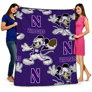 personalized northwestern wildcats mickey football purple quilt blanket best selling