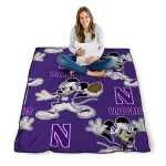 personalized northwestern wildcats mickey football purple quilt blanket best selling