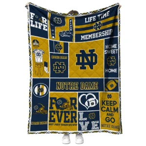 personalized notre dame fighting irish helmet passion navy quilt blanket fashion forward