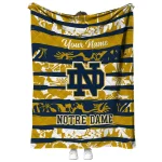 personalized notre dame fighting irish layered florals navy white quilt blanket best selling