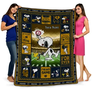 personalized notre dame fighting irish snoopy coach navy quilt blanket best selling