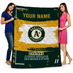 personalized oakland athletics grunge patch green white quilt blanket best selling