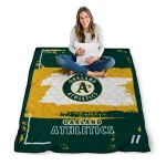 personalized oakland athletics grunge patch green white quilt blanket best selling
