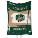 personalized ohio bobcats grunge patch green white quilt blanket best selling