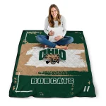 personalized ohio bobcats grunge patch green white quilt blanket best selling