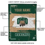 personalized ohio bobcats grunge patch green white quilt blanket best selling