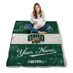 personalized ohio bobcats hibiscus burst green white quilt blanket best selling