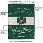 personalized ohio bobcats hibiscus burst green white quilt blanket best selling