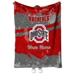 personalized ohio state buckeyes brushstroke layers scarlet quilt blanket best selling