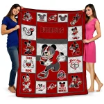 personalized ohio state buckeyes mickey crimson scarlet white quilt blanket best selling