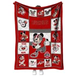 personalized ohio state buckeyes mickey crimson scarlet white quilt blanket best selling