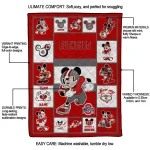 personalized ohio state buckeyes mickey crimson scarlet white quilt blanket best selling