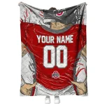 personalized ohio state buckeyes player sketch scarlet gray quilt blanket best selling
