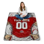 personalized ohio state buckeyes player sketch scarlet gray quilt blanket best selling