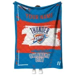 personalized oklahoma city thunder grunge patch blue white quilt blanket best selling