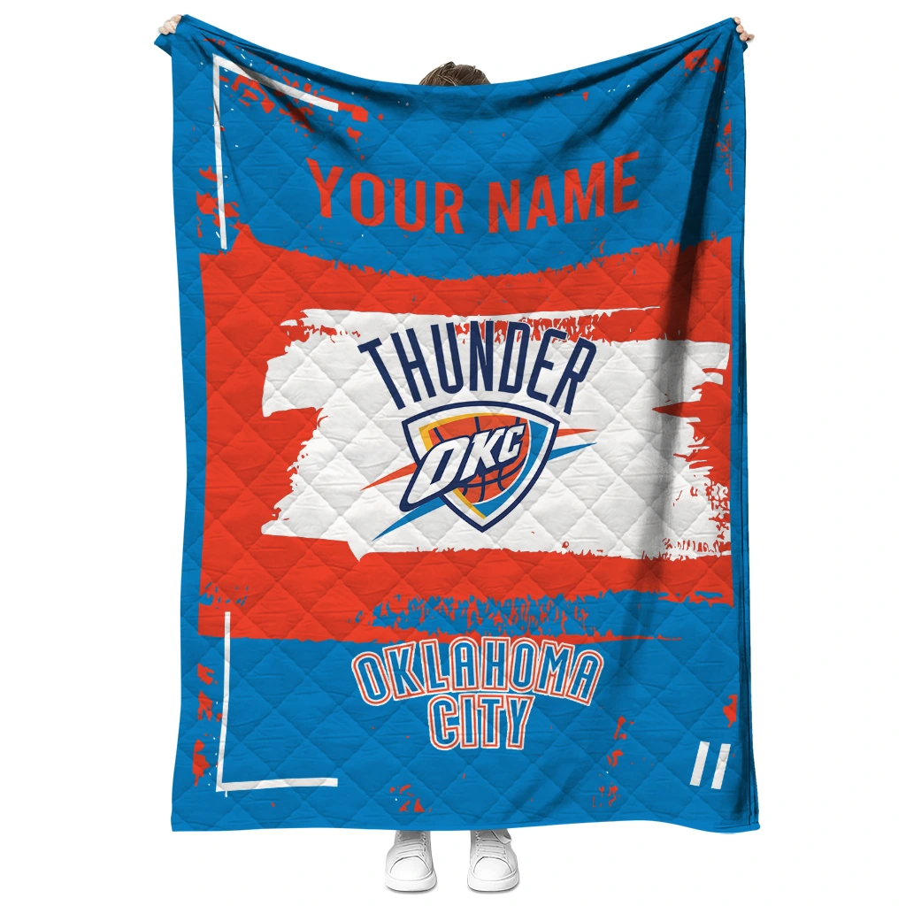 personalized oklahoma city thunder grunge patch blue white quilt blanket fashion forward personalized oklahoma city thunder grunge patch blue white quilt blanket fashion forward
