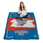 personalized oklahoma city thunder grunge patch blue white quilt blanket best selling