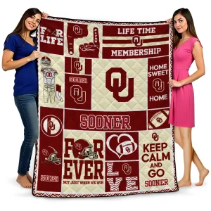 personalized oklahoma sooners helmet passion crimson quilt blanket best selling