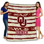personalized oklahoma sooners layered florals crimson white quilt blanket best selling
