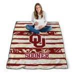 personalized oklahoma sooners layered florals crimson white quilt blanket best selling