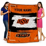 personalized oklahoma state cowboys grunge patch orange white quilt blanket best selling