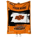 personalized oklahoma state cowboys grunge patch orange white quilt blanket best selling