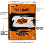 personalized oklahoma state cowboys grunge patch orange white quilt blanket best selling