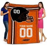 personalized oklahoma state cowboys helmet theme orange quilt blanket best selling