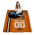 personalized oklahoma state cowboys helmet theme orange quilt blanket best selling