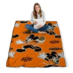 personalized oklahoma state cowboys mickey football orange quilt blanket best selling