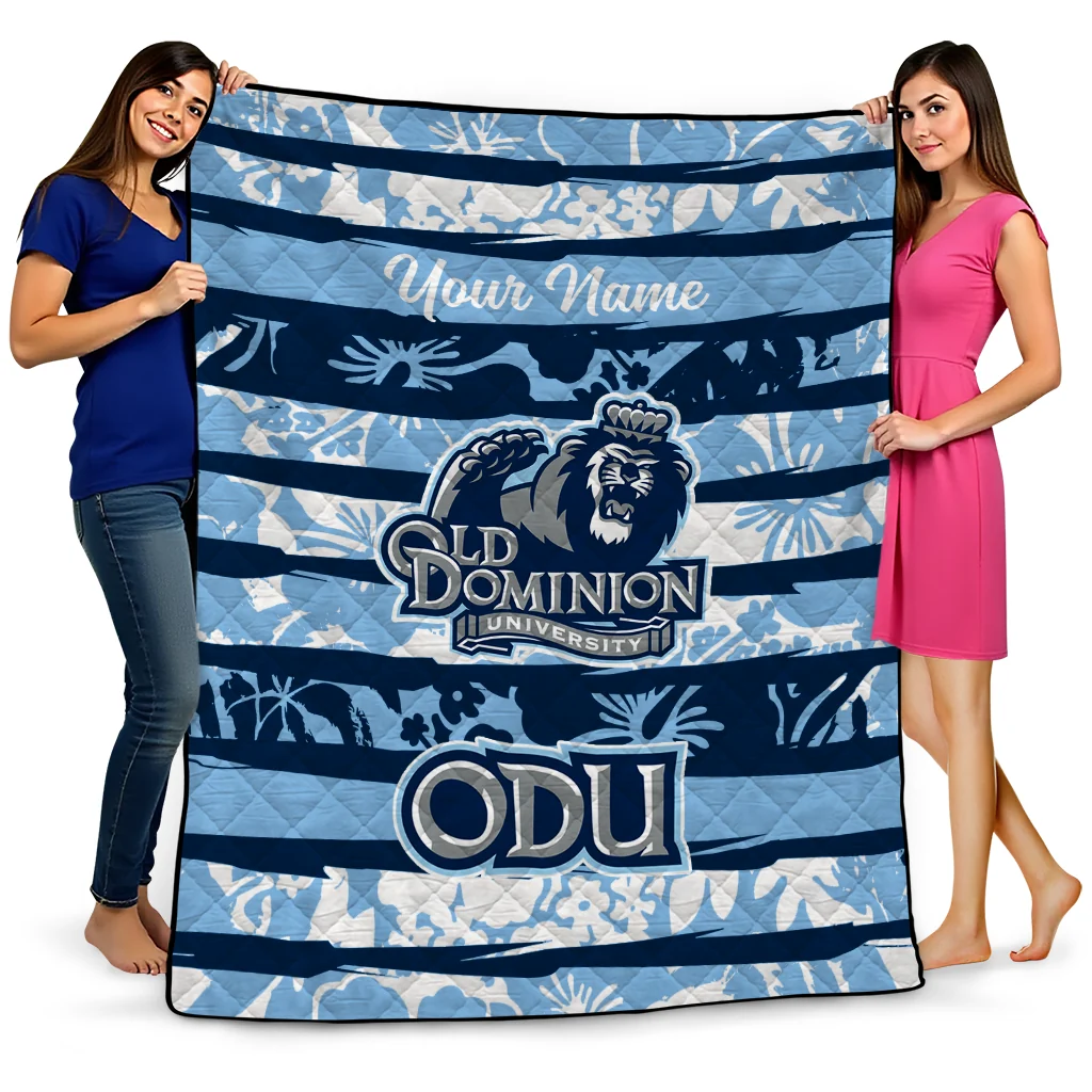 personalized old dominion monarchs layered florals blue white quilt blanket best selling