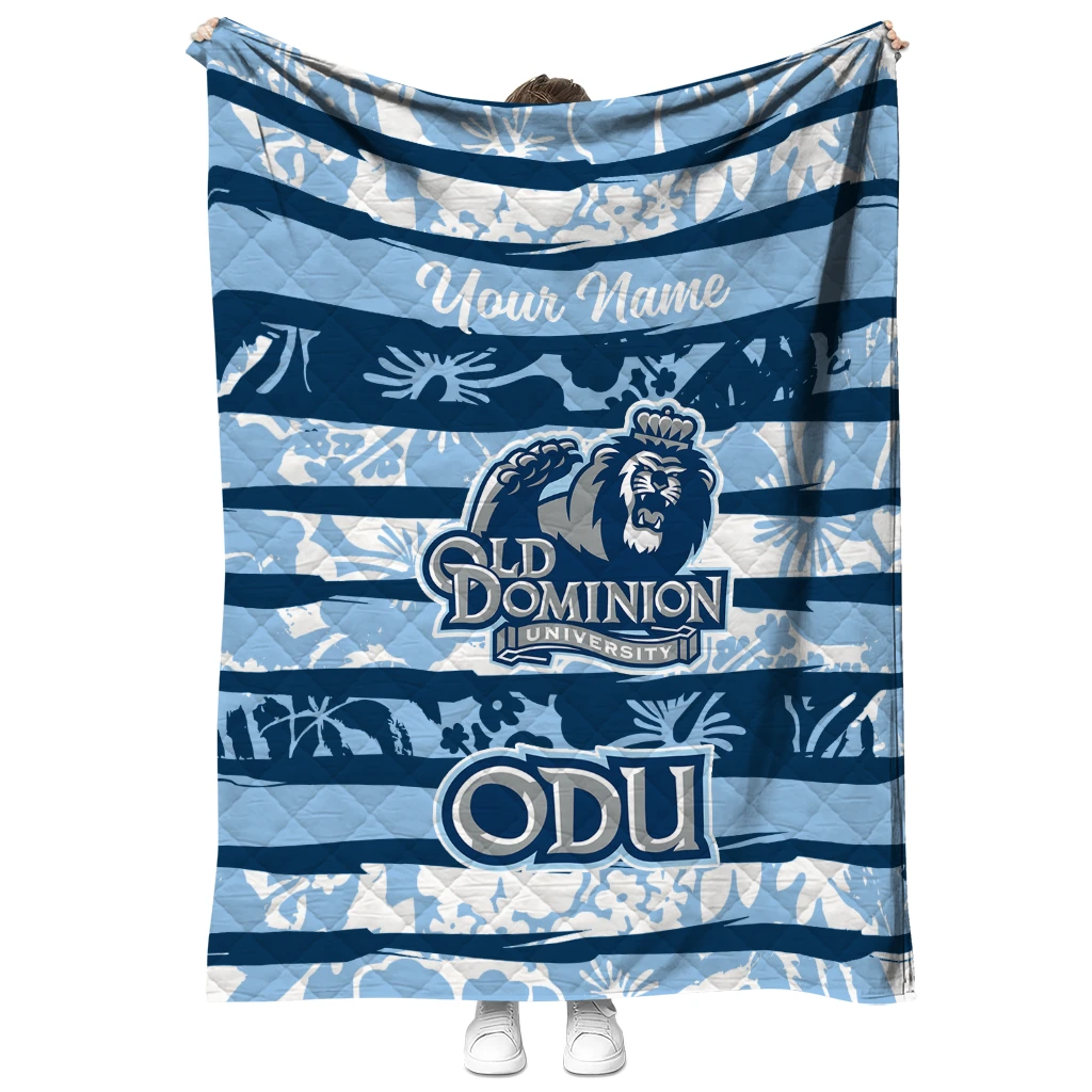 personalized old dominion monarchs layered florals blue white quilt blanket fashion forward