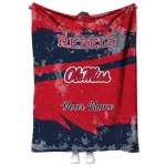 personalized ole miss rebels brushstroke layers red quilt blanket best selling