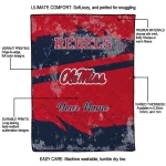 personalized ole miss rebels brushstroke layers red quilt blanket best selling