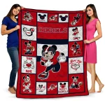 personalized ole miss rebels mickey crimson red white quilt blanket best selling