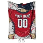 personalized ole miss rebels player sketch red gray quilt blanket best selling