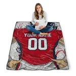 personalized ole miss rebels player sketch red gray quilt blanket best selling
