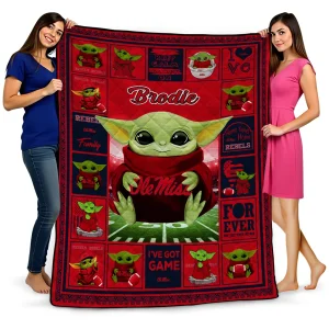 personalized ole miss rebels yody baby pattern red quilt blanket best selling
