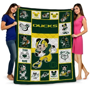personalized oregon ducks mickey crimson green white quilt blanket best selling