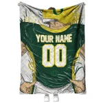 personalized oregon ducks player sketch green gray quilt blanket best selling