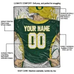 personalized oregon ducks player sketch green gray quilt blanket best selling