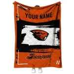 personalized oregon state beavers grunge patch orange white quilt blanket best selling