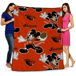 personalized oregon state beavers mickey football orange quilt blanket best selling