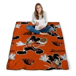 personalized oregon state beavers mickey football orange quilt blanket best selling