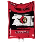 personalized ottawa senators grunge patch red white quilt blanket best selling