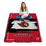 personalized ottawa senators grunge patch red white quilt blanket best selling